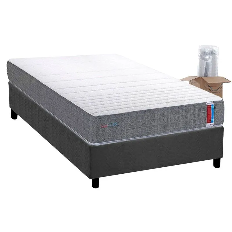 Conjunto Box Solteiro: Colchão Espuma Herval D28 Singlecore + Base CRC Suede Gray (88x188)