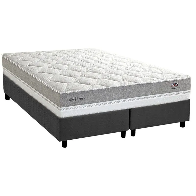 Conjunto Box Queen: Colchão Molas Herval Ensacadas Maxspring C1672 + Base CRC Suede Gray (158x198)