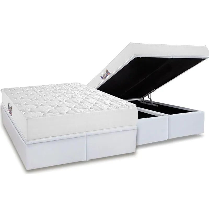 Conjunto Box Baú King: Colchão Espuma Herval D45 Top + Base CRC Linhão White (193x203)