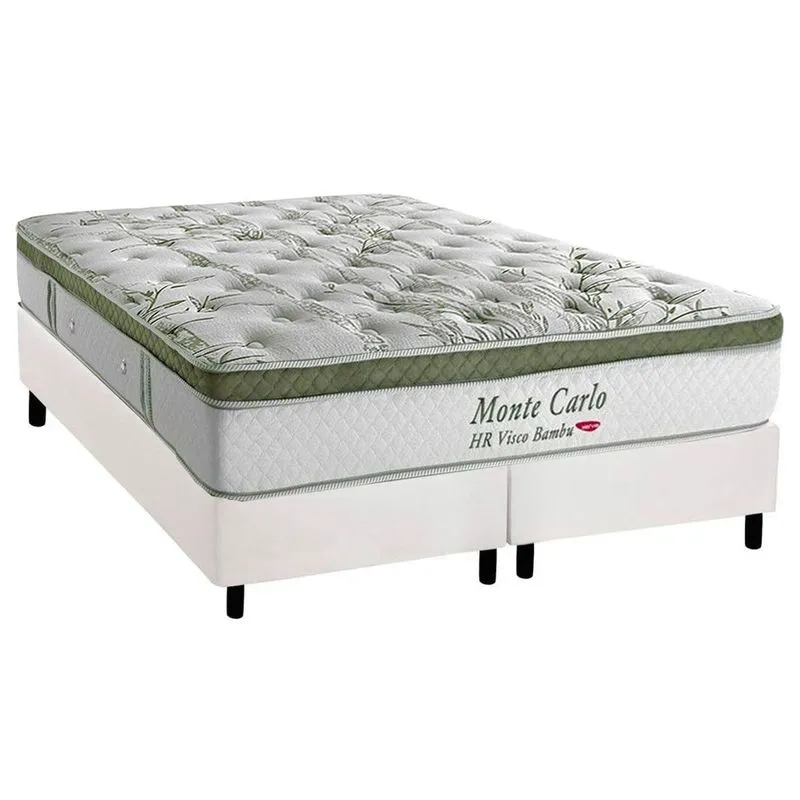 Conjunto Box King: Colchão Molas Herval Ensacadas Monte Carlo Visco + Base CRC Corano White (193x203)