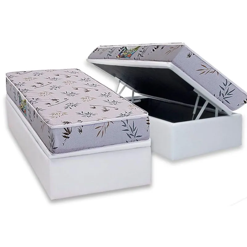 Conjunto Box Baú Solteiro: Colchão Espuma Herval D28 St. Louis + Base CRC Linhão White (88x188)