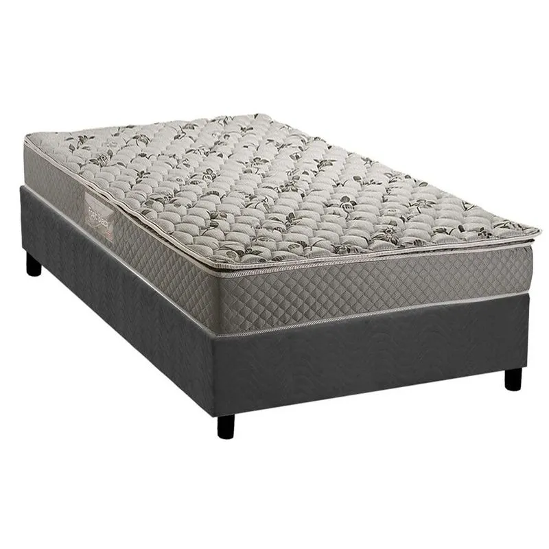 Conjunto Box Solteiro: Colchão Espuma Herval AG65 Fort Black + Base CRC Suede Gray (78x188)
