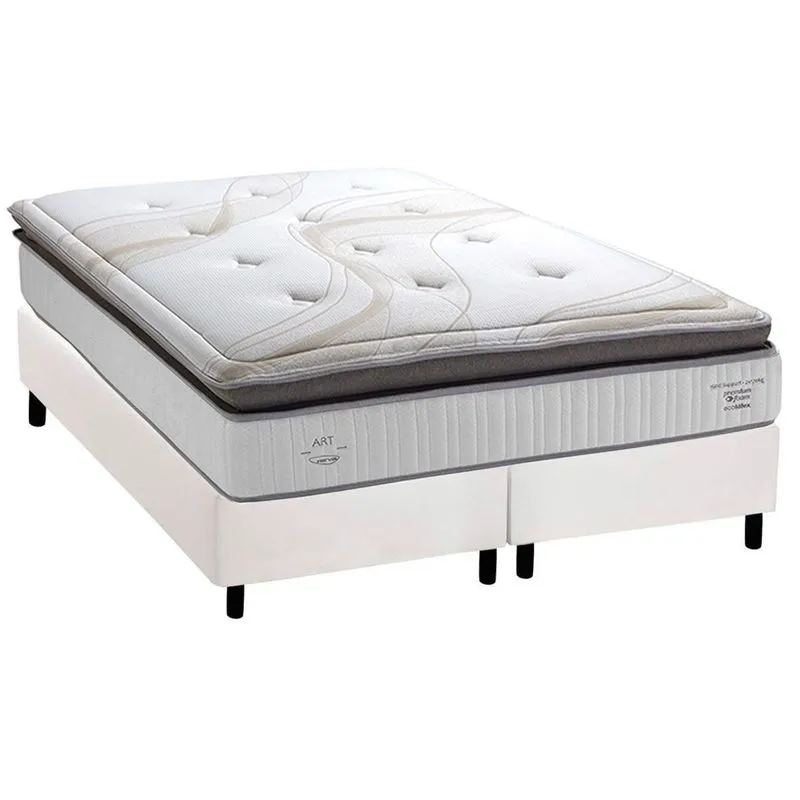 Conjunto Box King: Colchão Molas Herval Ensacadas C1725 + Base CRC Corano White (193x203)