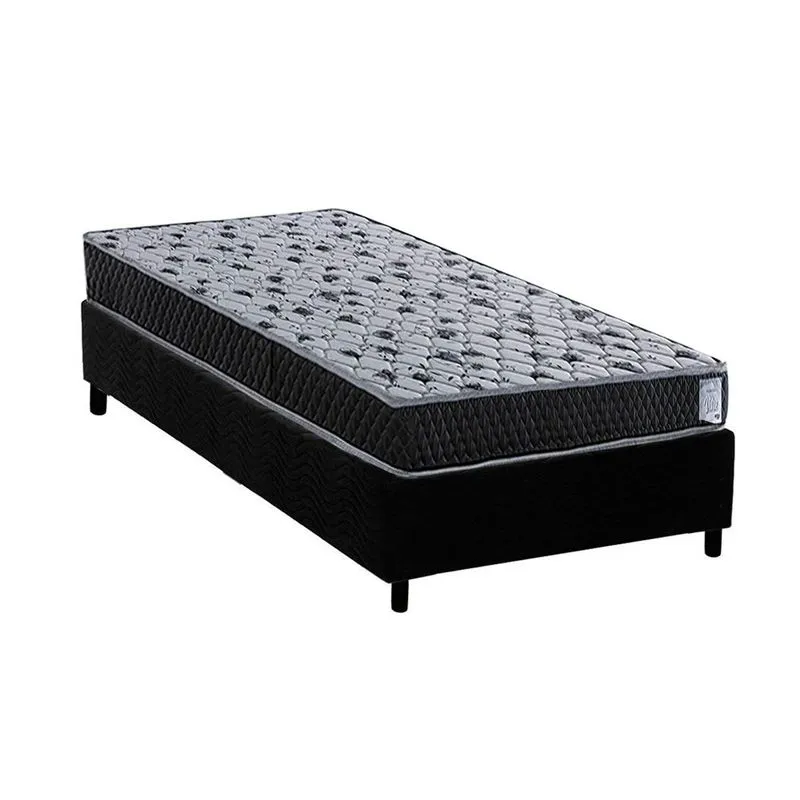 Conjunto Box Solteiro: Colchão Espuma Herval AG65 Vitre + Base CRC Suede Black (78x188)