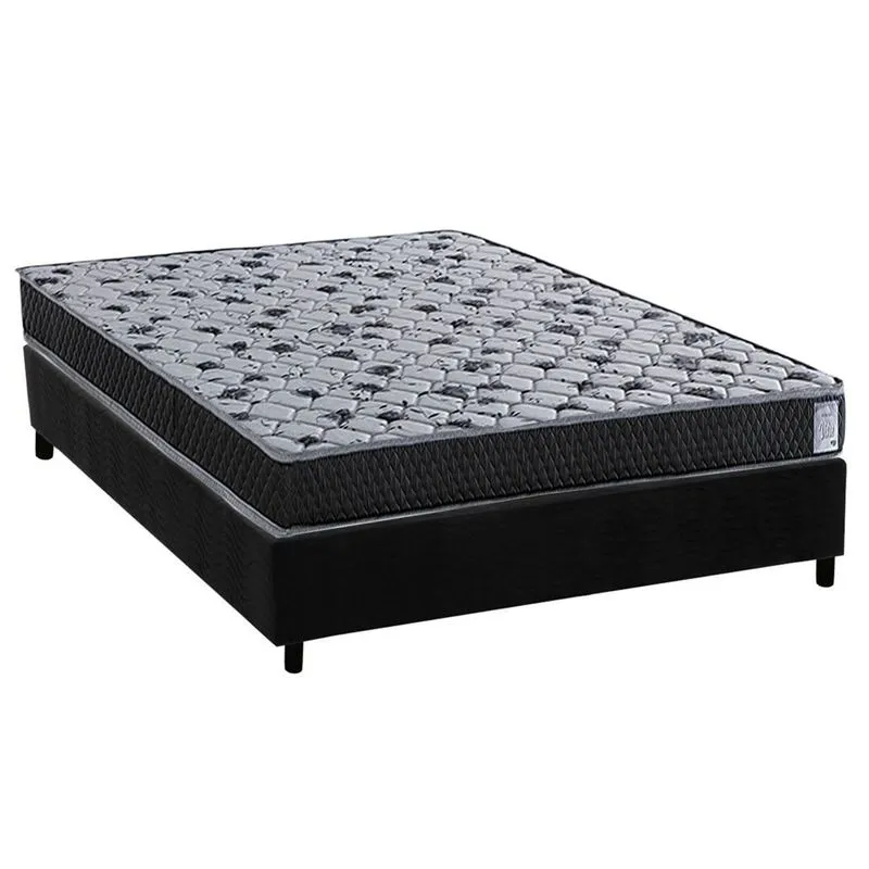 Conjunto Box Casal: Colchão Espuma Herval AG65 Vitre + Base CRC Suede Black (138x188)