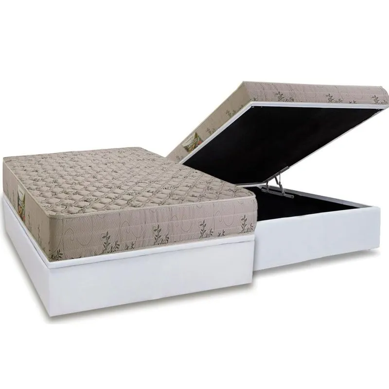Conjunto Box Baú Casal: Colchão Espuma Herval D33 Cannes + Base CRC Linhão White (138x188)