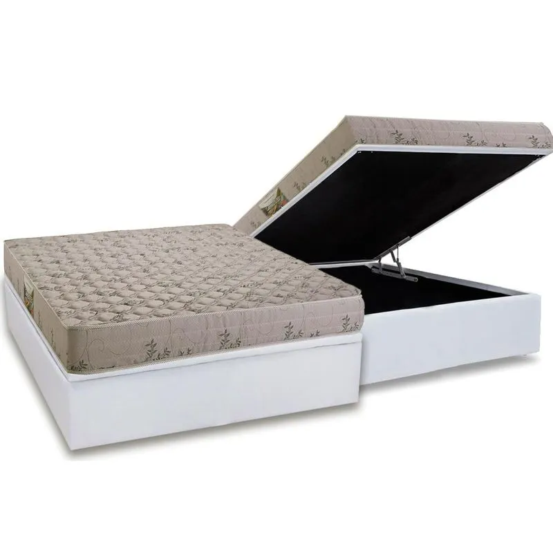 Conjunto Box Baú Casal: Colchão Espuma Herval D33 Cannes + Base CRC Linhão White (138x188)