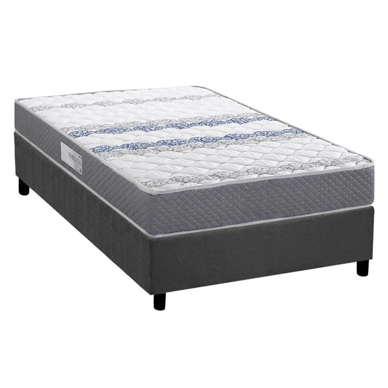 Conjunto Box Solteiro: Colchão Espuma Herval D60 / AG65 Timeless + Base CRC Suede Gray (88x188)