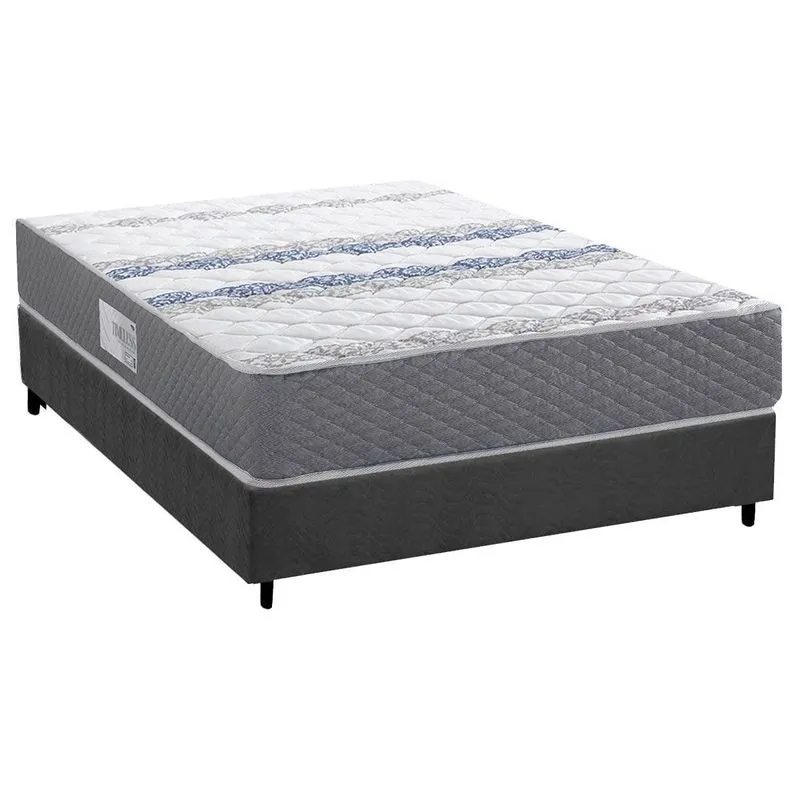 Conjunto Box Casal: Colchão Espuma Herval D60 / AG65 Timeless + Base CRC Suede Gray (138x188)