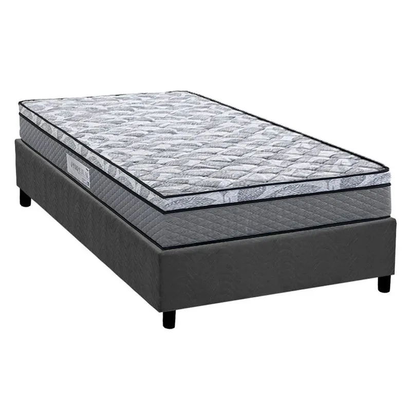 Conjunto Box Solteiro: Colchão Espuma Herval D60 / AG65 Perpetual + Base CRC Suede Gray (88x188)