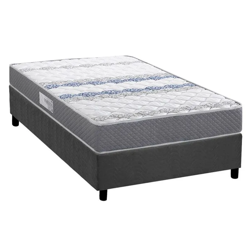 Conjunto Box Solteiro: Colchão Espuma Herval D60 / AG65 Timeless + Base CRC Suede Gray (88x188)