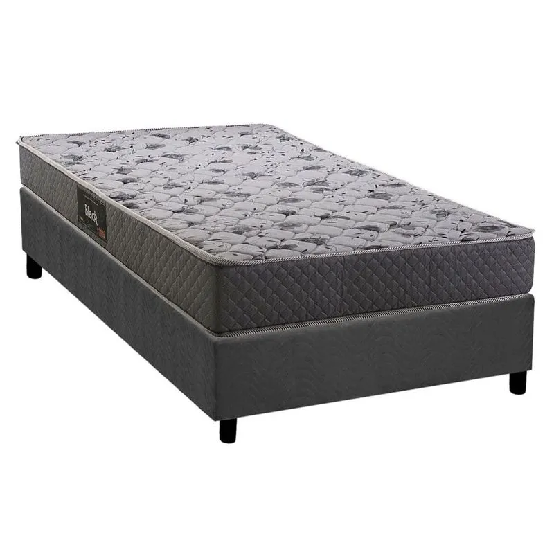 Conjunto Box Solteiro: Colchão Espuma Herval D28 / AG65 Black + Base CRC Suede Gray (78x188)
