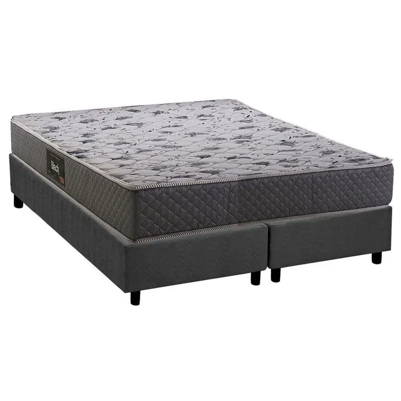 Conjunto Box Queen: Colchão Espuma Herval D28 / AG65 Black + Base CRC Suede Gray (158x198)