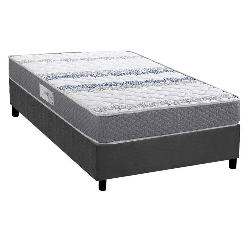 Conjunto Box Solteiro: Colchão Espuma Herval D60 / AG65 Timeless + Base CRC Suede Gray (88x188)