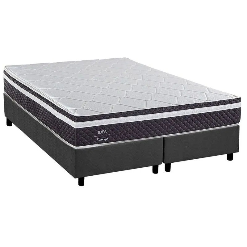 Conjunto Box Queen: Colchão Molas Herval Ensacadas C1789 + Base CRC Suede Gray (158x198)