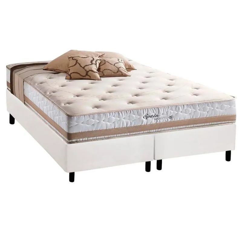 Cama Box King: Colchão Molas Herval Maxspring Spain + Base crc Courano White(193x203)