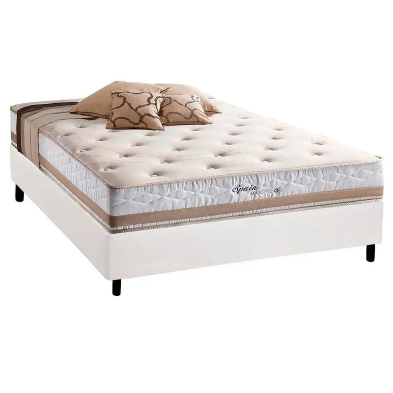 Cama Box Casal: Colchão Molas Herval Maxspring Spain + Base crc Courano White(138x188)