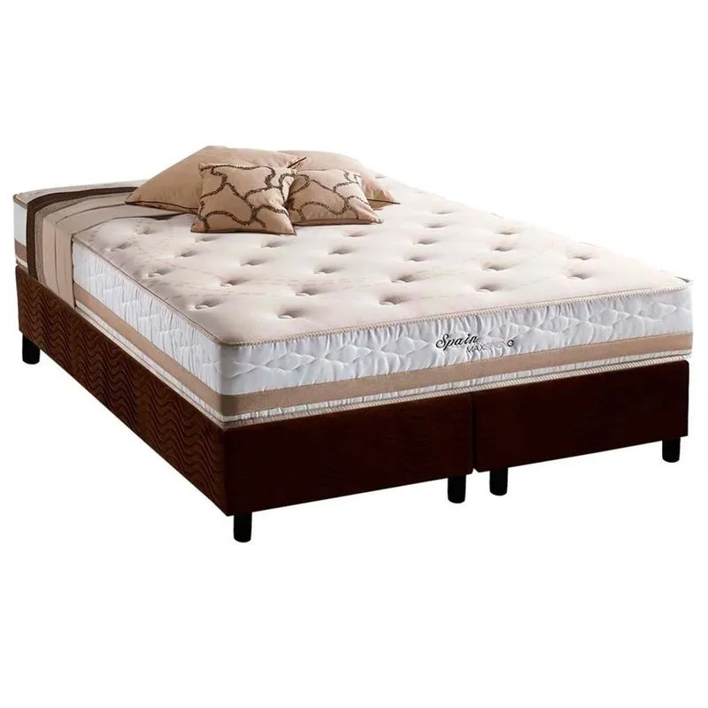 Cama Box King: Colchão Molas Herval Maxspring Spain + Base crc Suede Brown(193x203)