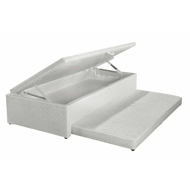 Cama Box Baú c/ Auxiliar Universal Solteirao MH1444 Milano Jacquard White (96x203x42) - Herval