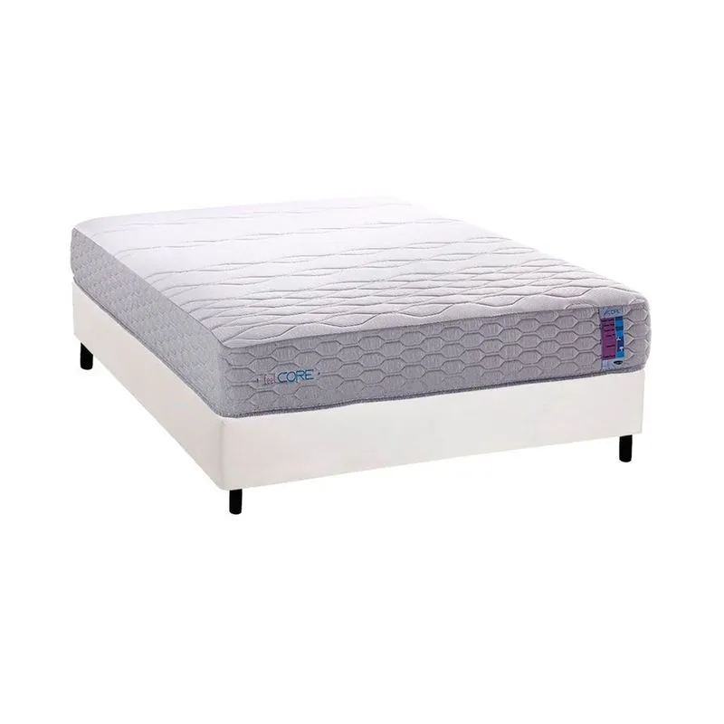 Conjunto Box Casal: Colchão Espuma Herval D33 / Ag 65 FeelCore + Base crc Courano White (138x188)