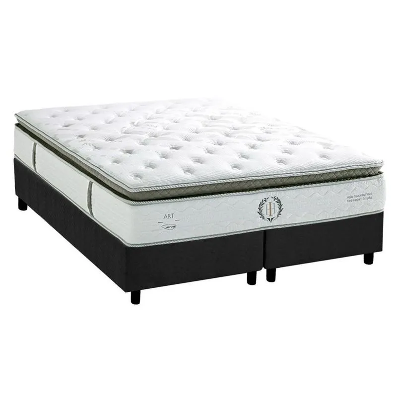 Cama Box King: Colchão Molas MasterPocket Ensacadas Herval Imperatore Gold C1655 + Base crc Suede Gray (193x203x34)