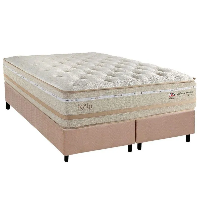 Conjunto Box Queen: Colchão Molas Herval Maxspring Koln + Base crc Suede Clean (158x198)