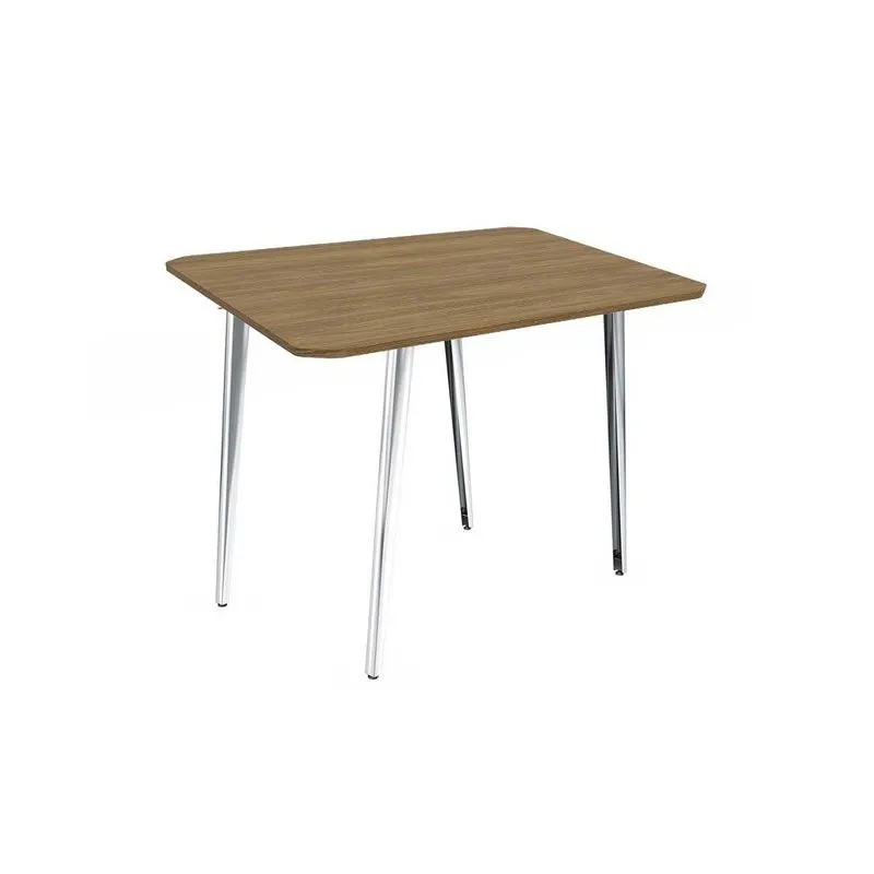 Mesa De Sala Jantar Iguaçu Aço C/tampo Madeirado 90x90cm Cromada/nogueira - Kappesberg