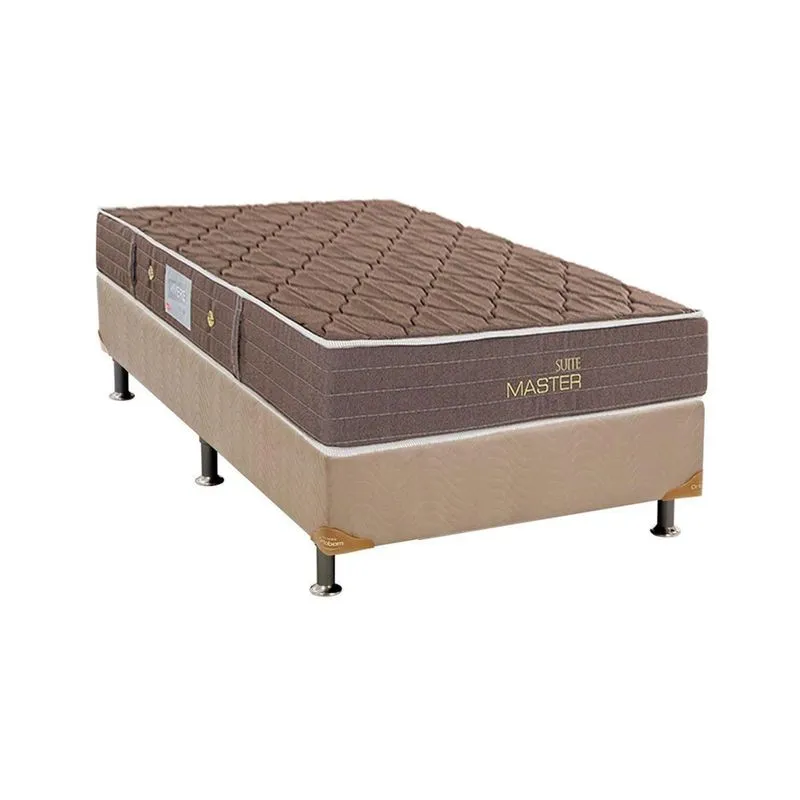 Cama Box Solteiro: Colchão Molas Herval Bonnel Suite Master Plus + Base crc Suede Clean(88x188)