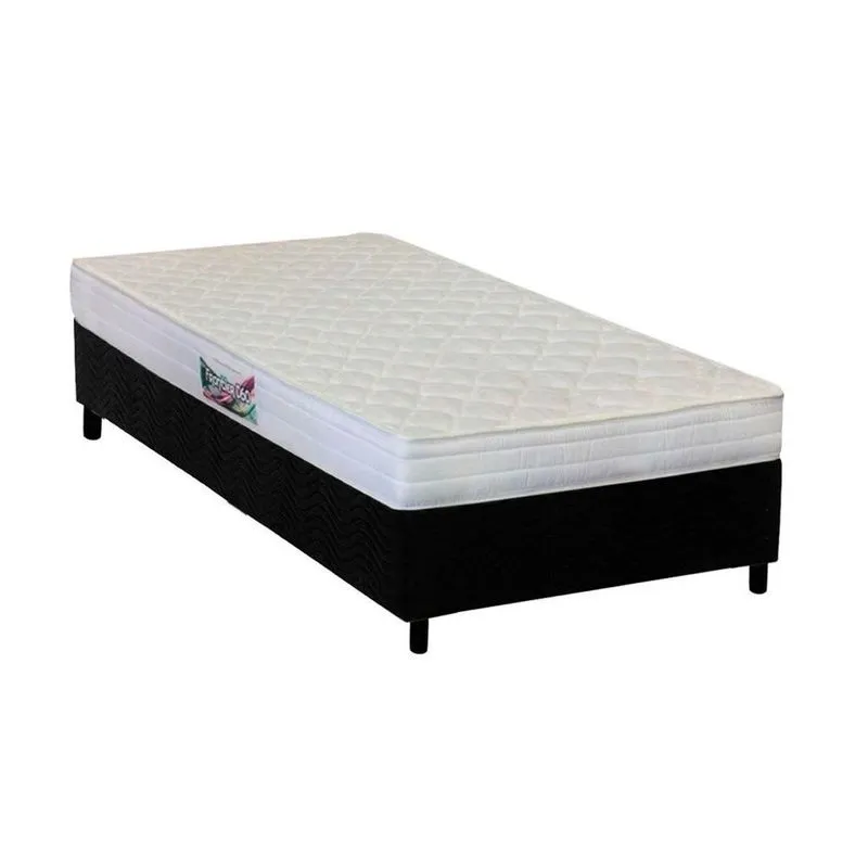 Cama Box Solteiro: Colchão Espuma Herval AG65 Frontier + Base crc Suede Black(88x188)