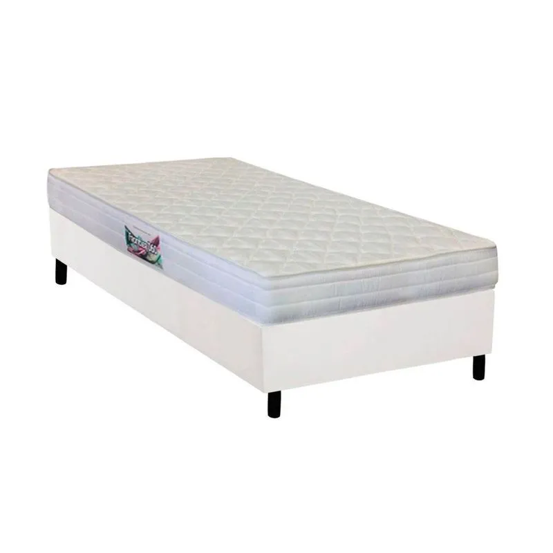 Cama Box Solteiro: Colchão Espuma Herval AG65 Firme Frontier + Base crc Courano White(88x188)