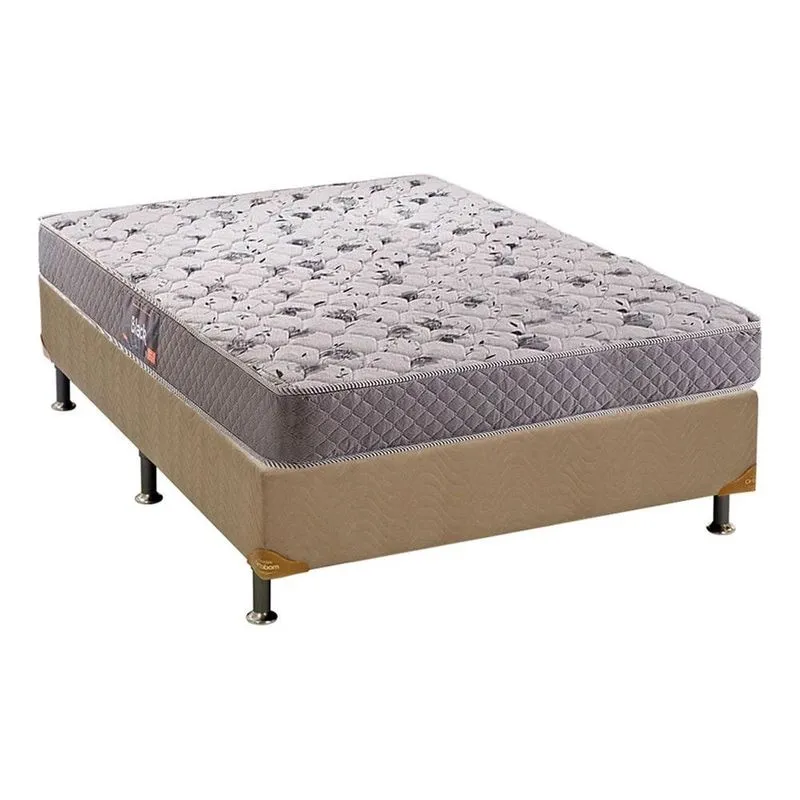 Cama Box Casal: Colchão Espuma Herval D28/AG65 Black + Base crc Suede Clean(138x188)