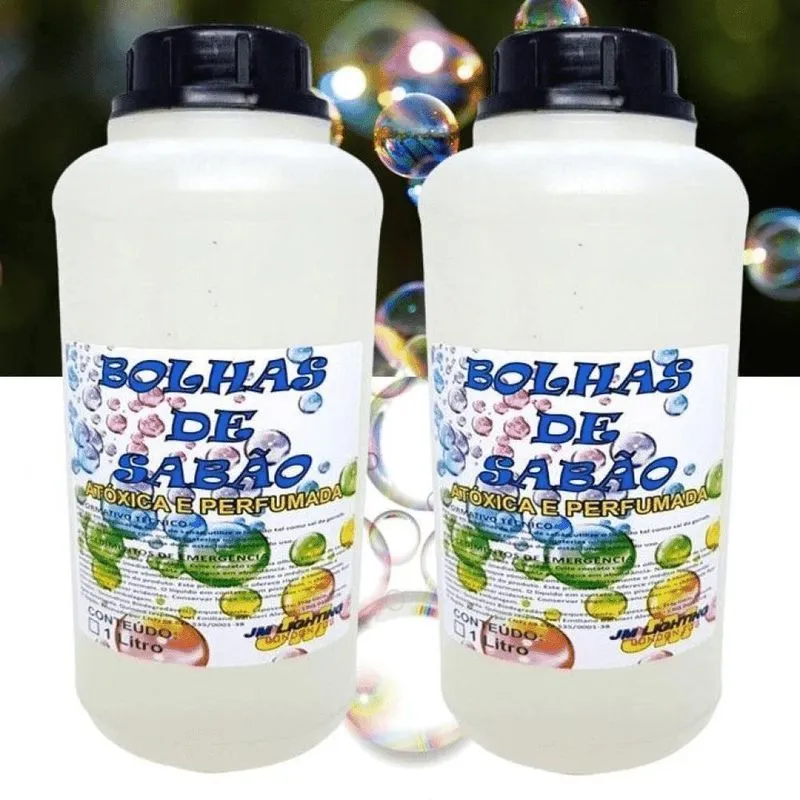 Kit 2 Líquidos Maquina Bolha De Sabão Festa 1 Litro