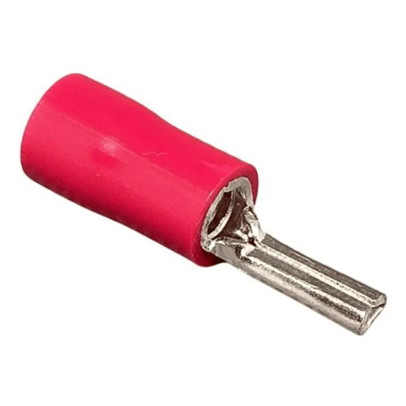 50 Un. Terminal Pino Pré-isolado 10mm Vermelho
