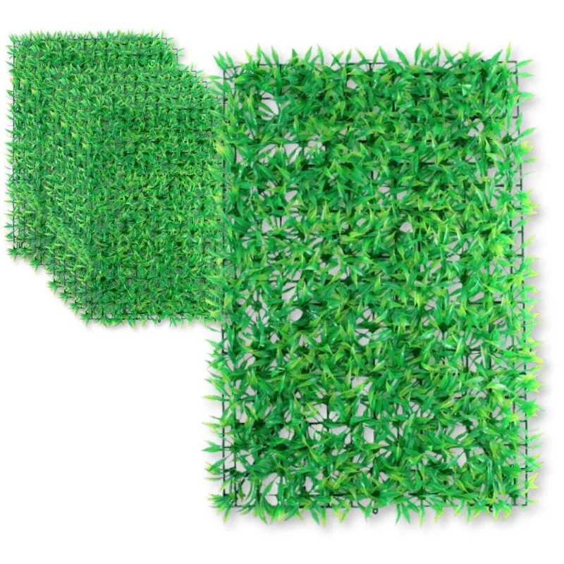 Kit 10 Placas Grama Artificial Decorativa Folhas Finas 40x60