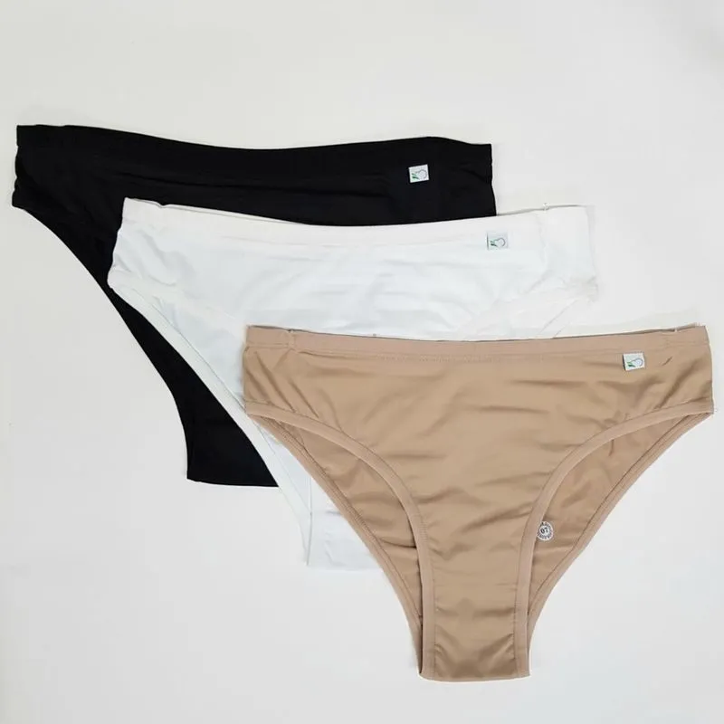 Kit 3 Calcinhas Biquíni Delcotton Microfibra Chocolate Branco Preto GG