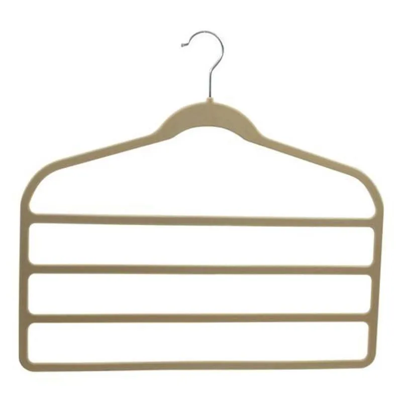 Kit 10 Cabides Veludo Bege Slim Ultrafino Para 4 Calças