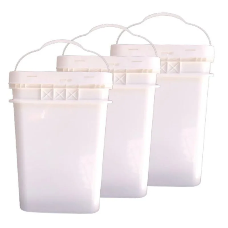 Balde Plast 20l Retang C Alça P Resina Acrilica C Tampa 4pçs