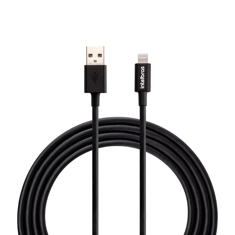 Cabo USB Lightning 1,2m PVC Preto Intelbras EUAL 12PP