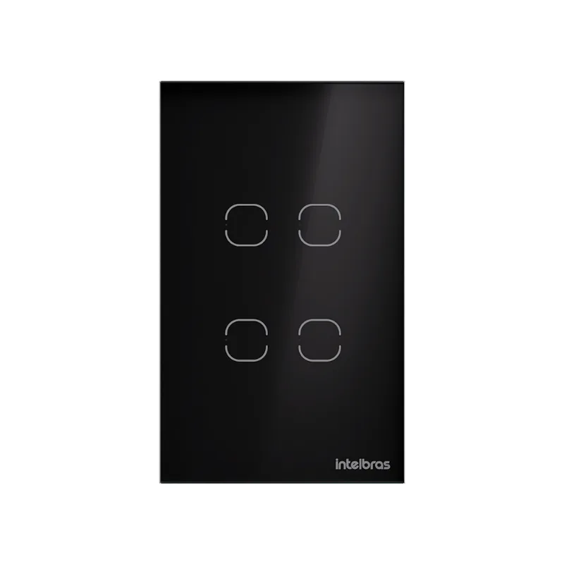 Interruptor Inteligente Wifi Touch 4 Teclas EIW 1004S Preto Intelbras