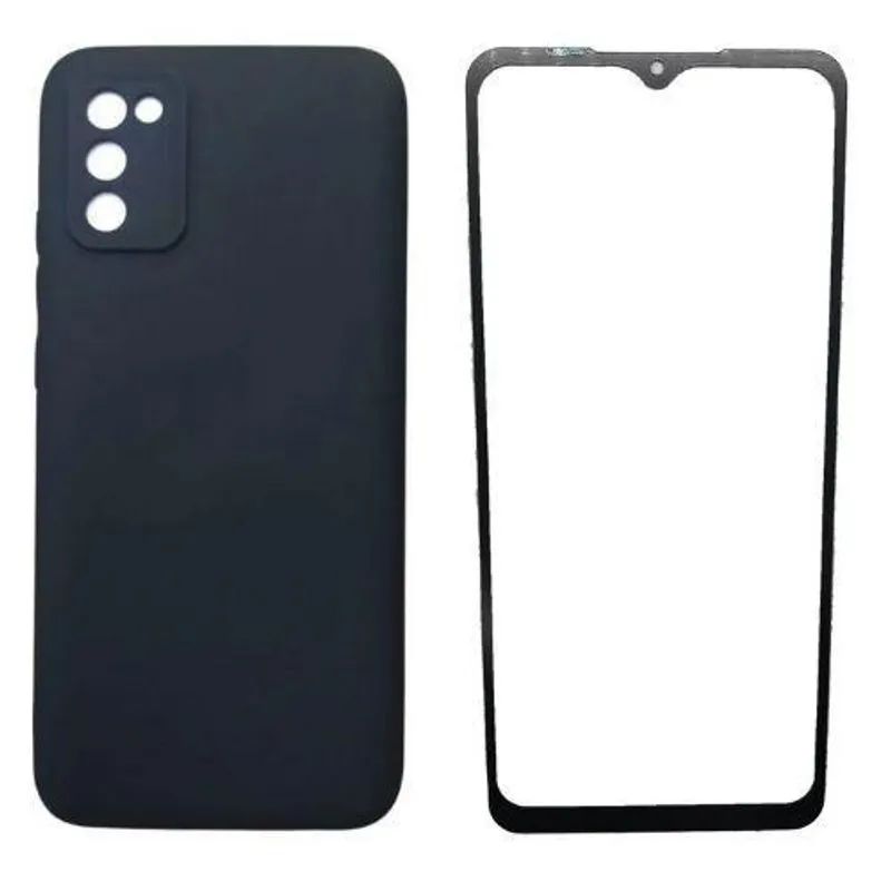 Capa Aveludada Preta + Película Vidro 9d Samsung Galaxy A02s