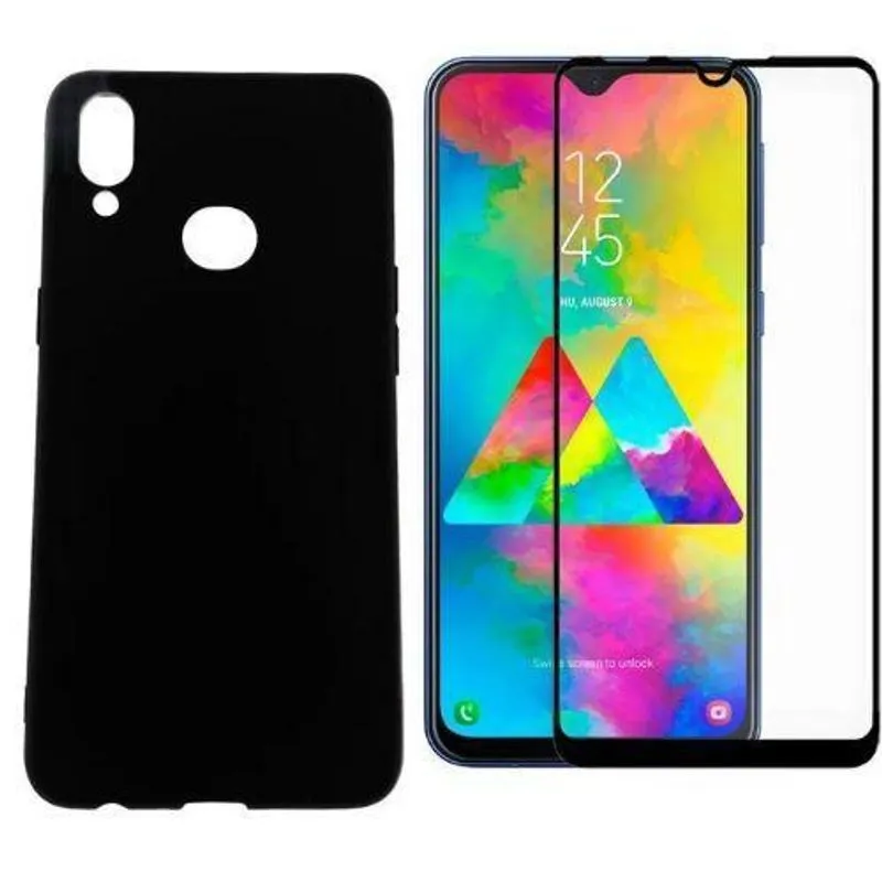 Capa Aveludada Preta+película De Vidro 9d Samsung Galaxy A10