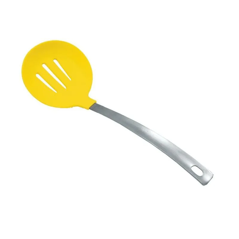 Escumadeira De Silicone Redonda - Amarela