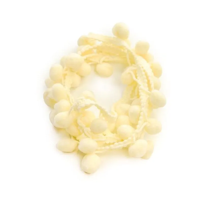 Cordão Pompons Marfim 1m - 6 Un
