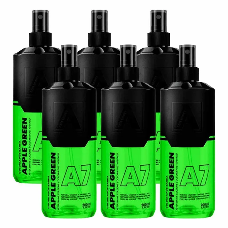 Kit 6x Loção Pós Barba Apple Green A7 200ml Alfa Looks