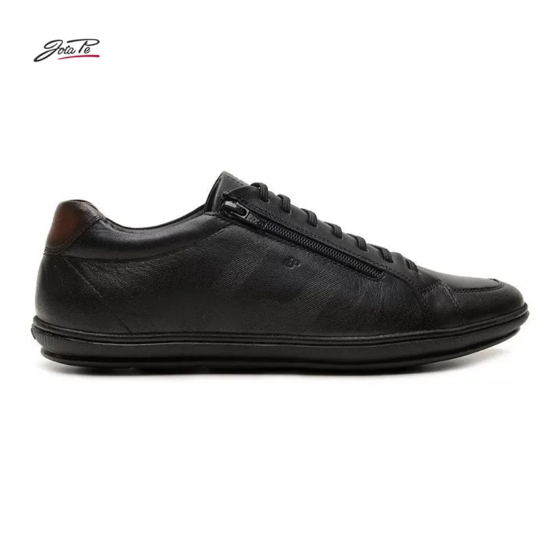 Sapatênis de Couro Casual Jota Pe Sunshine com Airbag Preto