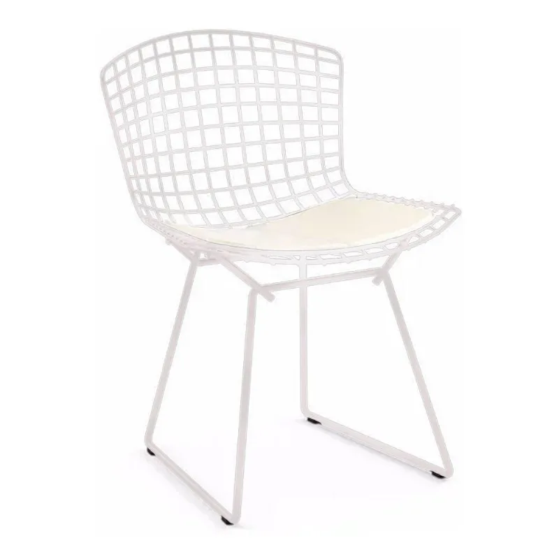 Cadeira Bertoia Branca Com Assento Branco