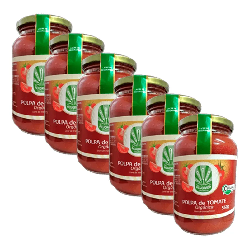 Kit 6x: Polpa De Tomate Orgânico Alvorada 550g