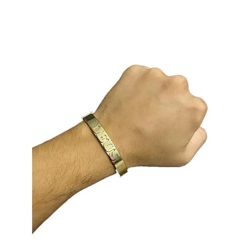 Bracelete Deus 10 Milímetros - Banhado A Ouro 18k