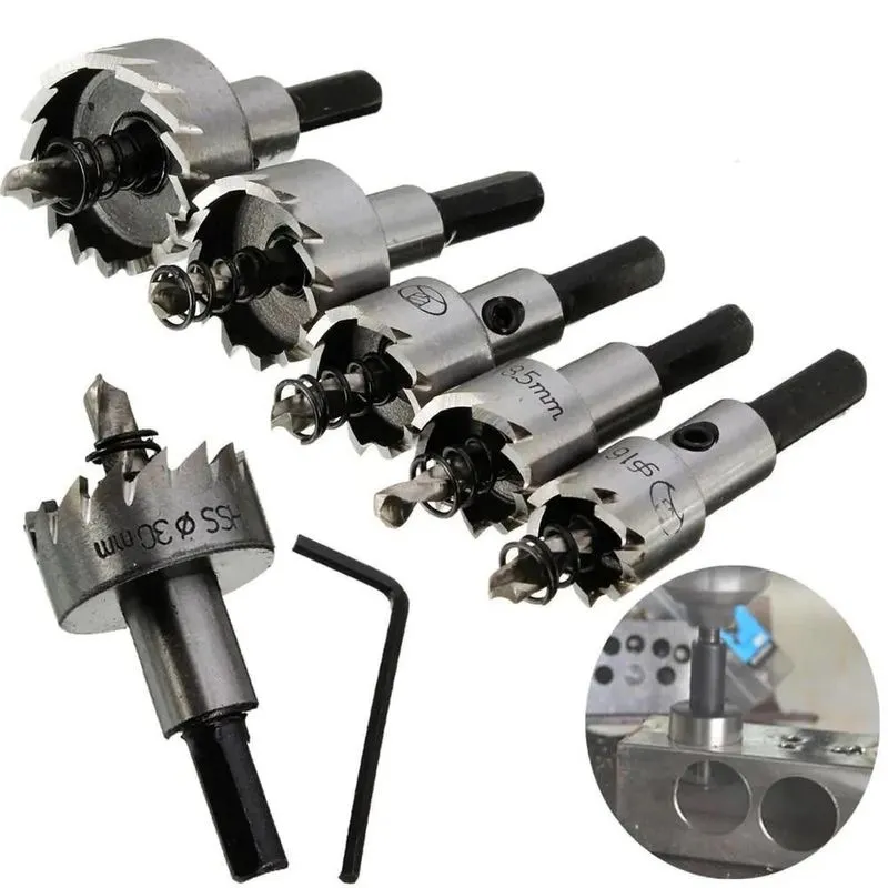 Kit Jogo 6 Pçs Broca Serra Copo Hss Aço Rápido 14 A 50mm