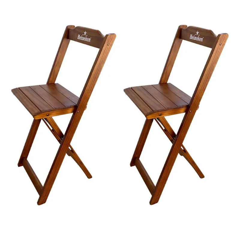 Kit 2 Banquetas Bistrô Dobrável Madeira Hei Imbuia